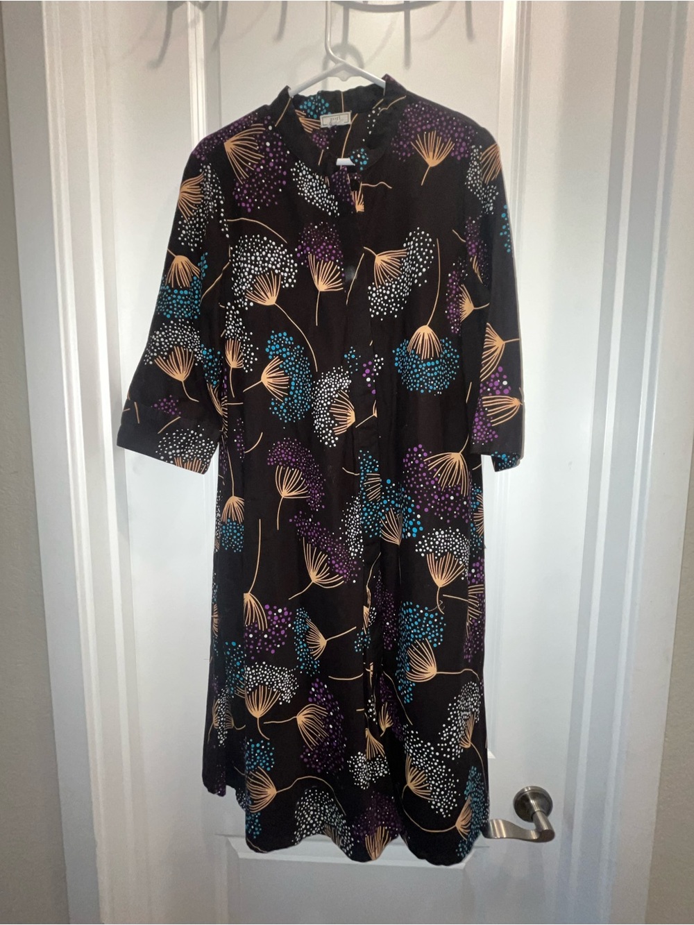 Zuri Kenya long Floral Print Dress with Button Front